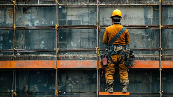 建設現場で作業を行う職人