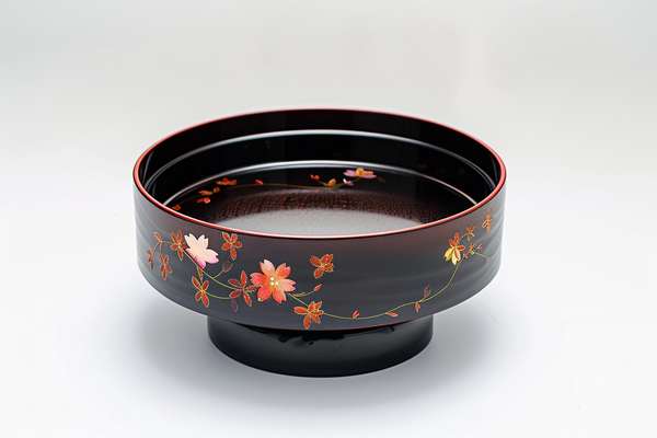 桜の絵柄が描かれた美しい漆器の菓子鉢