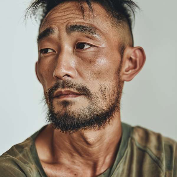 物思いにふける表情の男性ポートレート