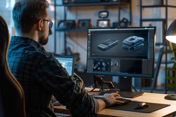 3Dモデリングを行う男性デザイナー