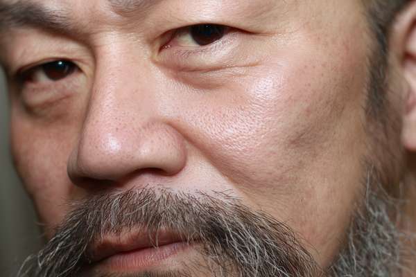 中高年アジア人男性の顔のクローズアップ