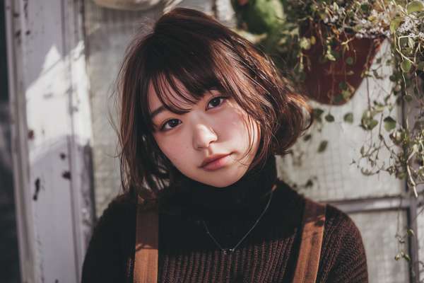 自然光に照らされた若々しい女性のポートレート