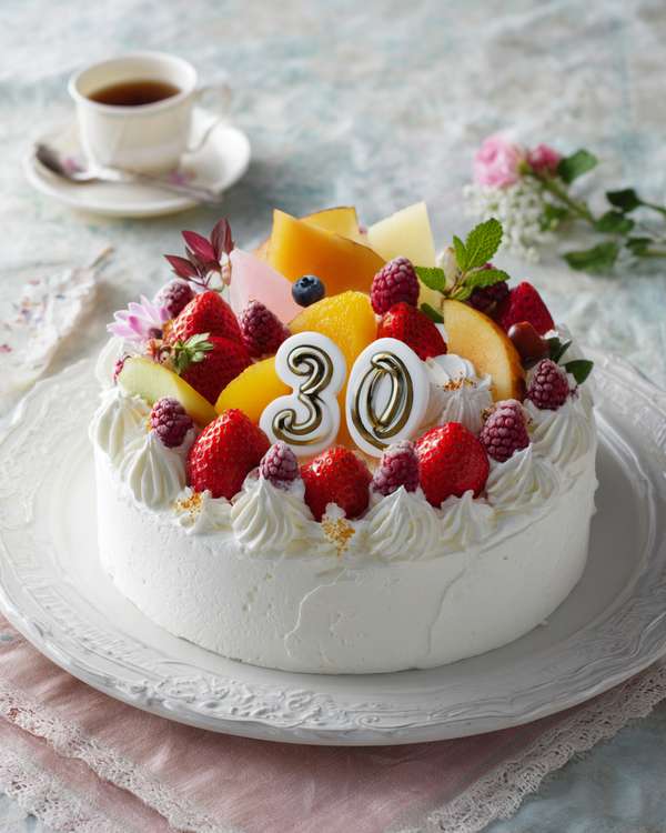 30歳の誕生日を祝うフルーツデコレーションケーキ