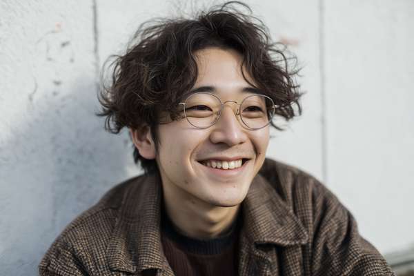 微笑む若い男性のポートレート
