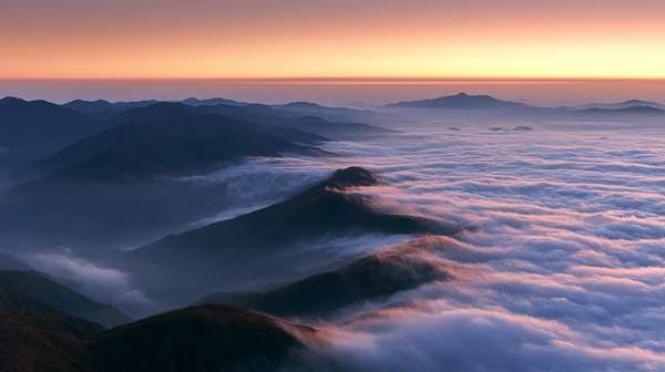 雲海に浮かぶ山々の絶景
