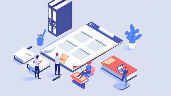 オフィスワークと書類整理のアイソメトリックイラスト