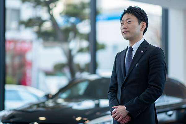 カーディーラーで働く男性スタッフ