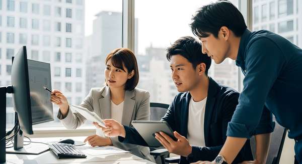 オフィスで打ち合わせをするビジネスチーム
