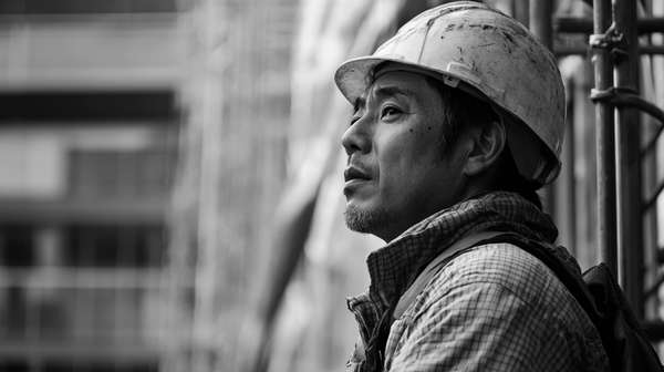建設現場で働く男性のポートレート