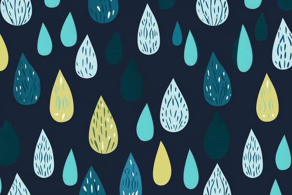 雨のしずくを描いたカラフルなシームレスパターン