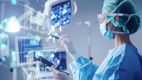 最新の医療技術で脳の検査を行う外科医