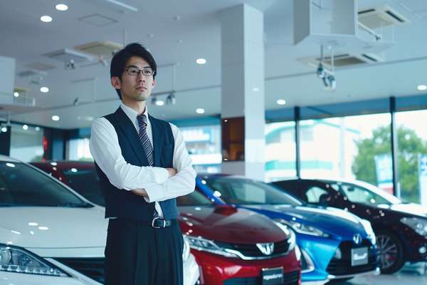 自動車販売店で働く男性スタッフ