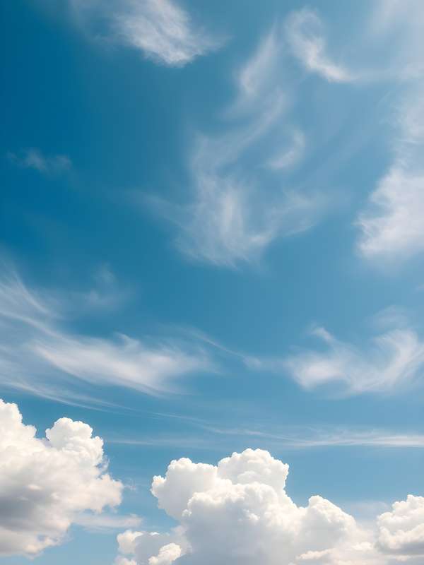 青空に広がる積乱雲と薄雲
