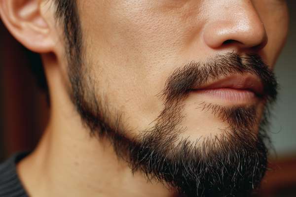 無精髭を生やした男性のクローズアップ